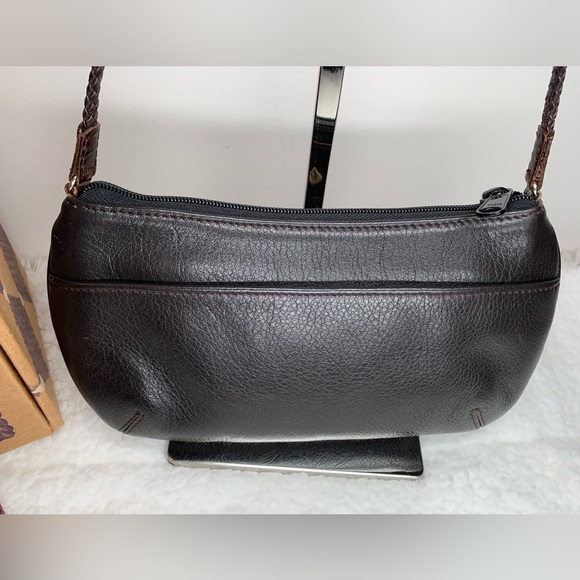 EUC! Brighton - Leather Mini Croc Brown & Black Leather Crossbody - Picture 3 of 11